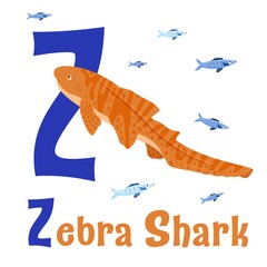 Sea Animals Alphabet. ABC for children. Letter Z