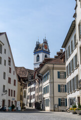 the historic city center in the Swiss town of Aarau