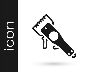 Black Electrical hair clipper or shaver icon isolated on white background. Barbershop symbol. Vector