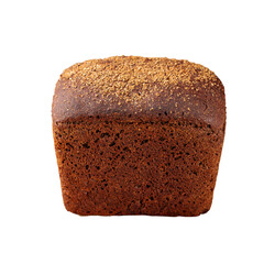 Isolated black rye borodino bread on white background