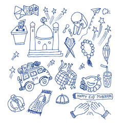 Happy Eid Mubarak, doodle illustration