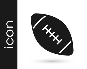 Black American football ball icon isolated on white background. Rugby ball icon. Team sport game symbol. Vector