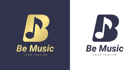 Minimalist b letter logo with "music" and "singing" concept