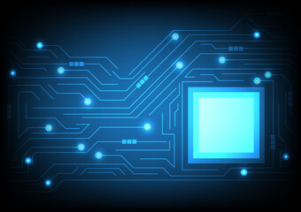 Circuit board. Blue abstract technology background. Motherboard vector illustration