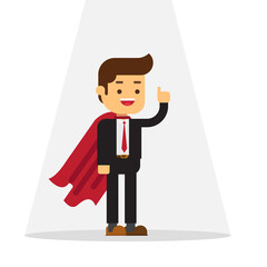Super Business man standing in spotlight