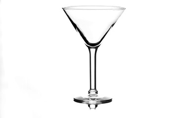 An empty Martini glass isolated on white with a reflection