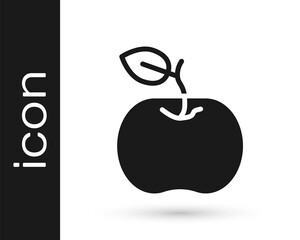 Black Apple icon isolated on white background. Excess weight. Healthy diet menu. Fitness diet apple. Vector