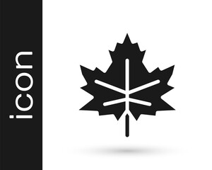 Fototapeta premium Black Leaf icon isolated on white background. Leaves sign. Fresh natural product symbol. Vector
