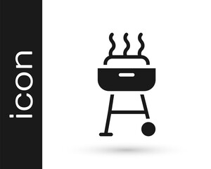 Black Barbecue grill icon isolated on white background. BBQ grill party. Vector