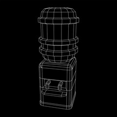 Water cooler with full bottle. Refreshment office concept. Wireframe low poly mesh vector illustration