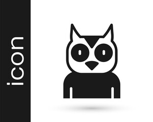 Black Owl bird icon isolated on white background. Animal symbol. Vector