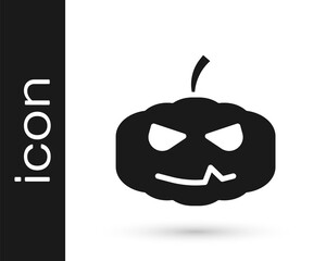 Black Pumpkin icon isolated on white background. Happy Halloween party. Vector
