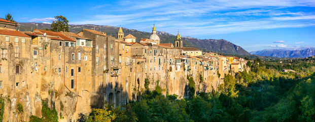 Sant'agata de Goti -impressive  medieval village  on tufa rocks . Italy, Campania region