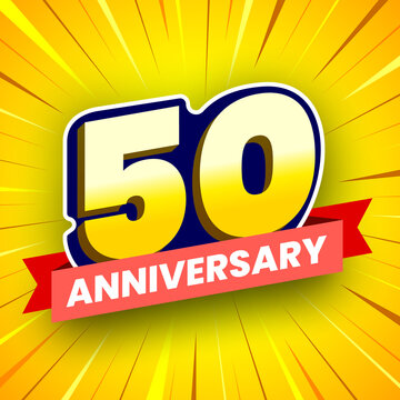 50th Anniversary colorful banner. Vector illustration.