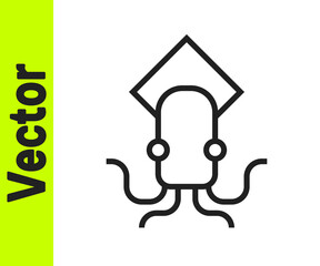 Black line Octopus icon isolated on white background. Vector
