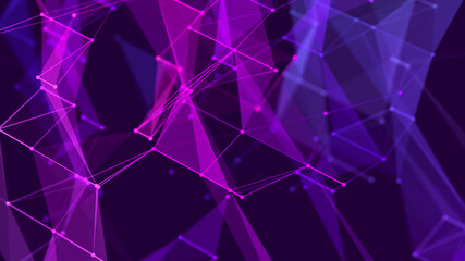 Polygonal background with dots and lines. Network connection structure. Science and technology. 3d