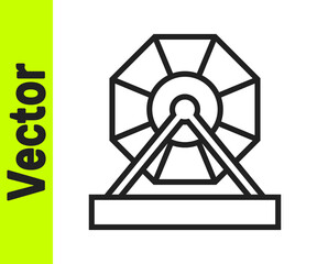 Black line Lottery machine icon isolated on white background. Lotto bingo game of luck concept. Wheel drum leisure. Vector