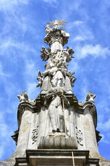 Fototapeta na wymiar memorial plague column of the Holy Trinity in town Jinrichuv Hradec in Czech republic