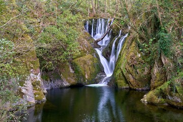 Waterfall on the River Einion at Dyfi Furnace in Ceredigion, Wales