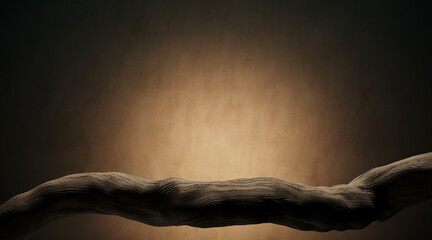 Minimal mockup background for product presentation. Dry tree twigs on brown stucco background. 3d rendering illustration. Clipping path of each element included.