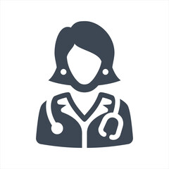 Woman doctor icon, vector and glyph