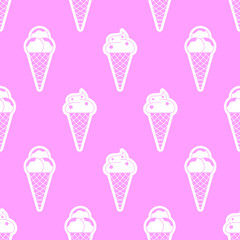 Seamless Pink Ice Cream Summer Pattern