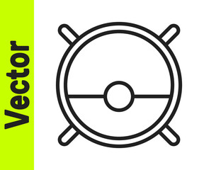 Black line Robot vacuum cleaner icon isolated on white background. Home smart appliance for automatic vacuuming, digital device for house cleaning. Vector