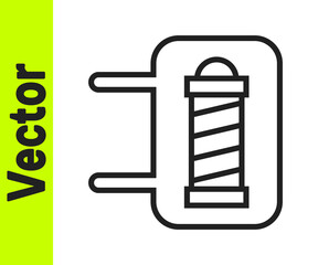 Black line Classic Barber shop pole icon isolated on white background. Barbershop pole symbol. Vector