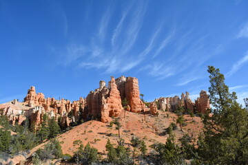 Fototapeta na wymiar Bryce Canyon National Park Utah Hoodoo Desert Travel USA Sky Clouds