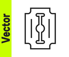 Black line Blade razor icon isolated on white background. Vector