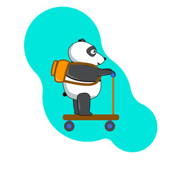 cute panda back to school illustration vector. panda mascot cartoon character. flat cartoon style design