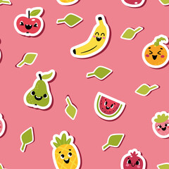 Vector pattern. Fruit and berry seamless background.