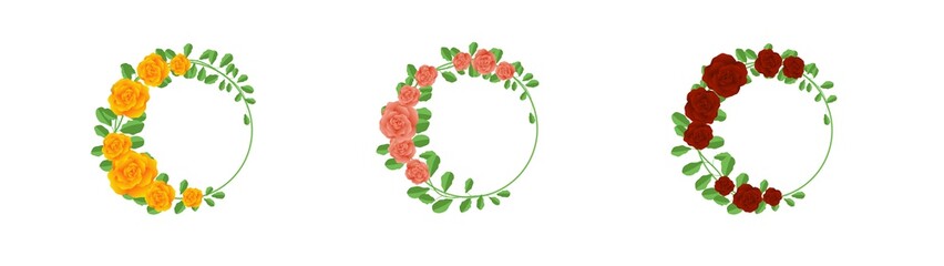 Rose Flower Wreath Set Different Colors
