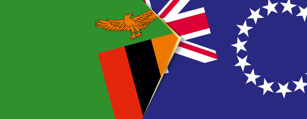 Zambia and Cook Islands flags, two vector flags.