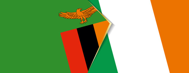 Zambia and Ireland flags, two vector flags.