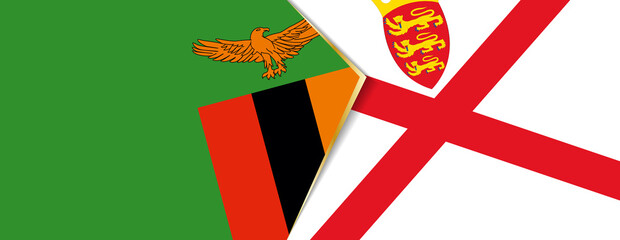 Zambia and Jersey flags, two vector flags.