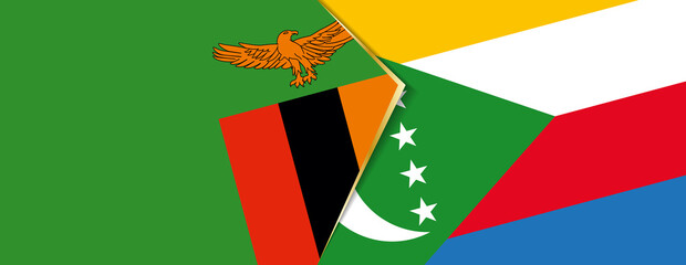Zambia and Comoros flags, two vector flags.