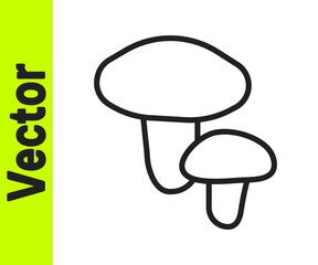 Black line Mushroom icon isolated on white background. Vector