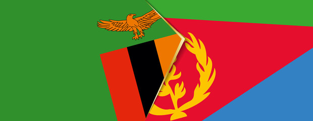 Zambia and Eritrea flags, two vector flags.