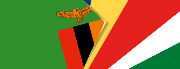 Zambia and Seychelles flags, two vector flags.