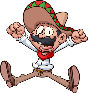 Cartoon Mexican cowboy. Vector clip art illustration with simple gradients. All in a single layer.
