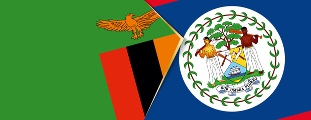 Zambia and Belize flags, two vector flags.