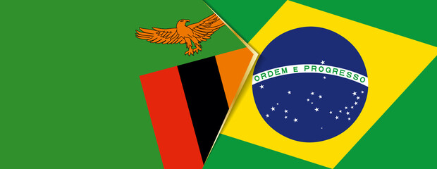 Zambia and Brazil flags, two vector flags.