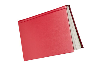 Red book on a white background. Isolated book. - obrazy, fototapety, plakaty