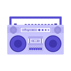 Purple recorder in flat style. Radio player. Vintage and old. Vector illustration.