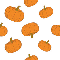 Pumpkin vector seamless pattern. Simple graphic design.