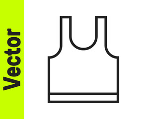 Black line Sleeveless T-shirt icon isolated on white background. Vector