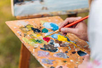 Wooden palette with paint on it