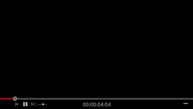Video Player Click and Play with Ten Seconds Timecode Animation on Black Background and Green Screen