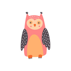 Funny owl for design, vector illustration on white background
